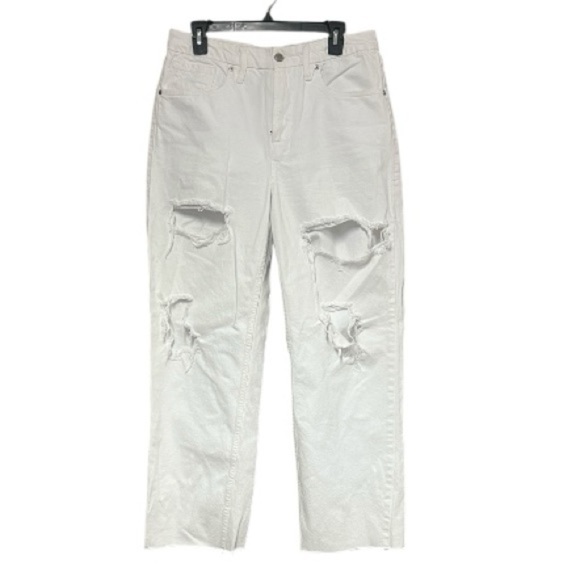 Good American Denim - Good American Distressed High-Rise baggy Jeans white